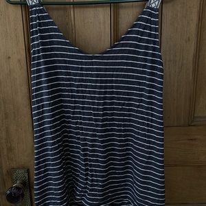 Max Studio blue and white stripe tank top